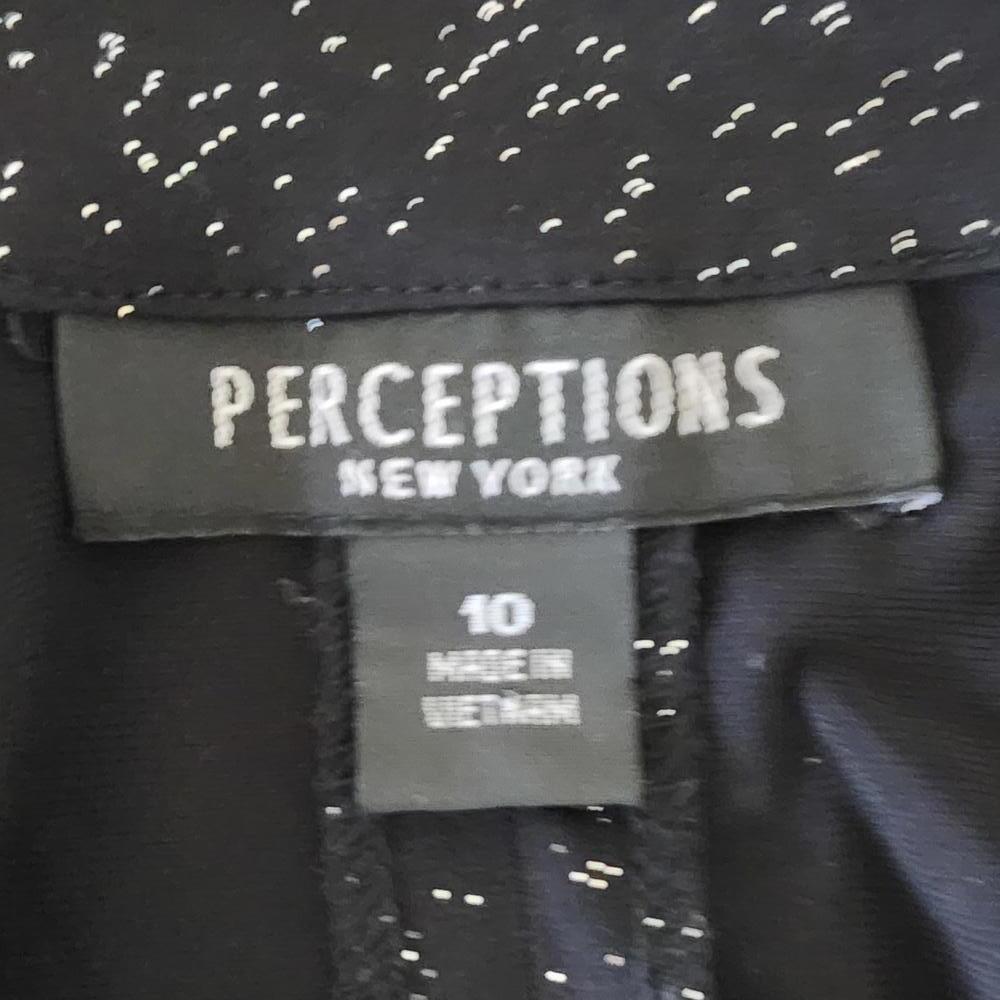 Perceptions New York Women's Black Blouse Sparkle Button Front Size 10 - Picture 3 of 8